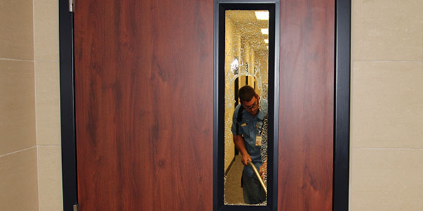 Glass Shattered in AP Offices