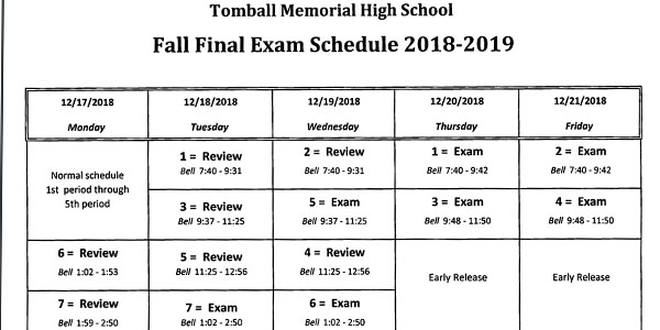 Fall finals schedule