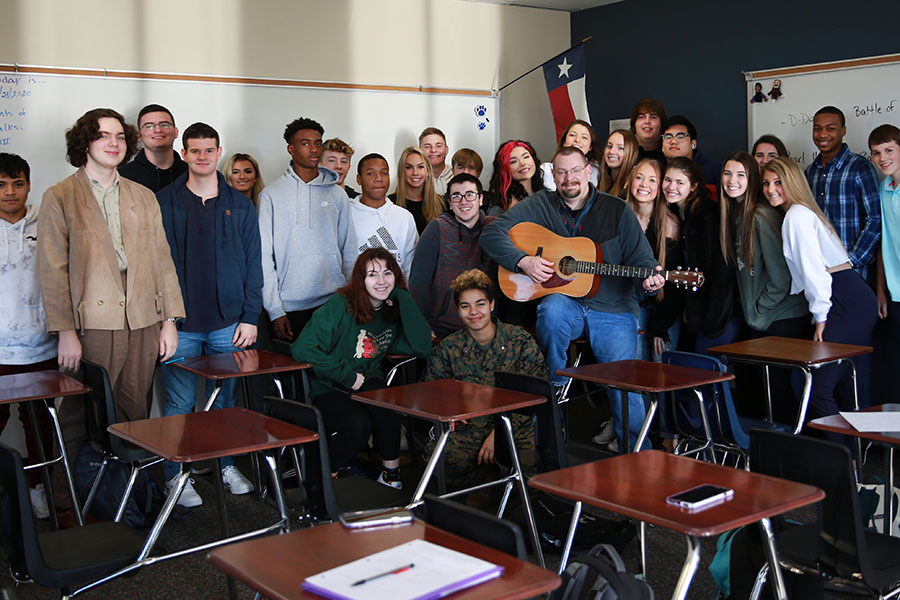History teacher Daniel Craft poses with his third period class.